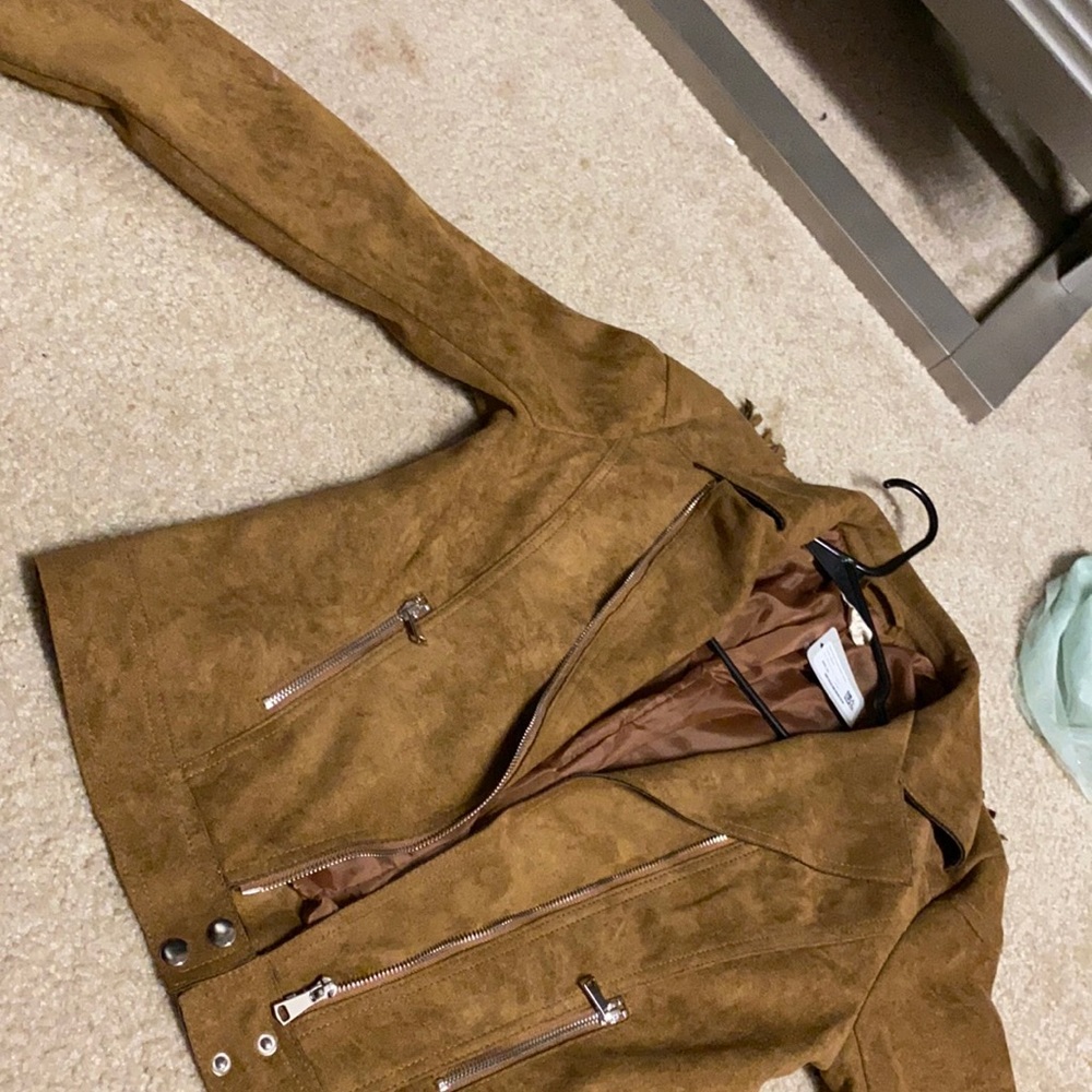 Suede vegan fringe zipper jacket medium.